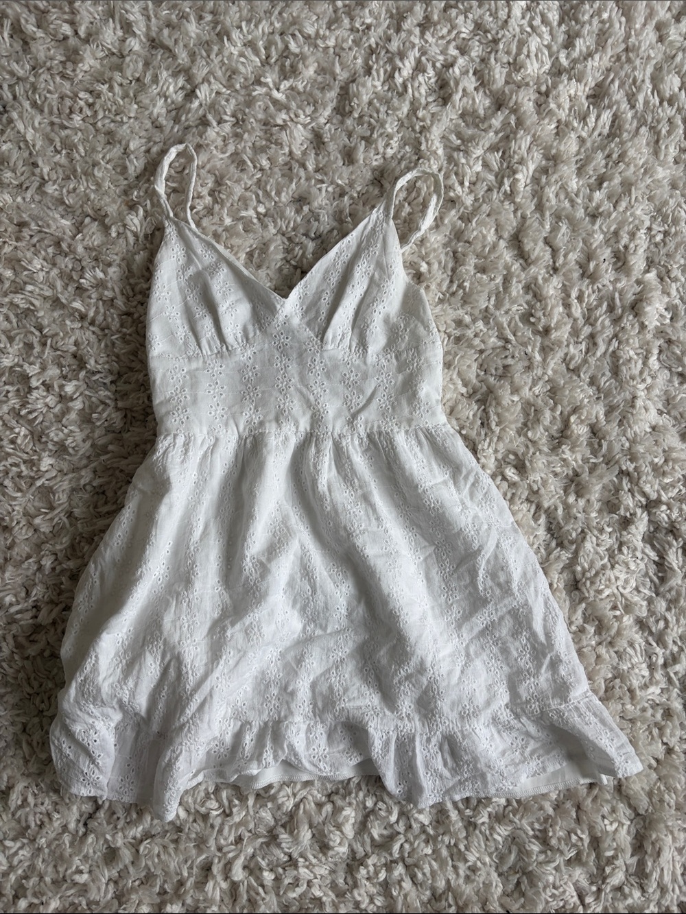 SHEIN White Eyelet Lace V-Neck Chemise